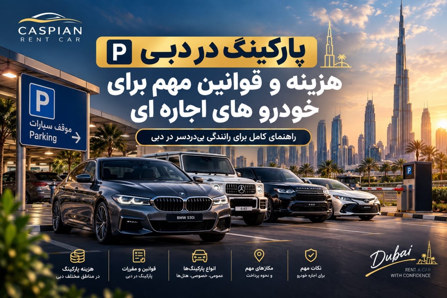پارکینگ در دبی: هزینه و قوانین مهم برای خودروهای اجاره‌ای